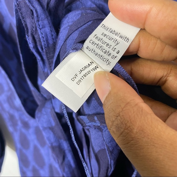 Diane Von Furstenberg Navy Blue Full Wrap Printed Midi Casual Dress 6 Small - Picture 10 of 12